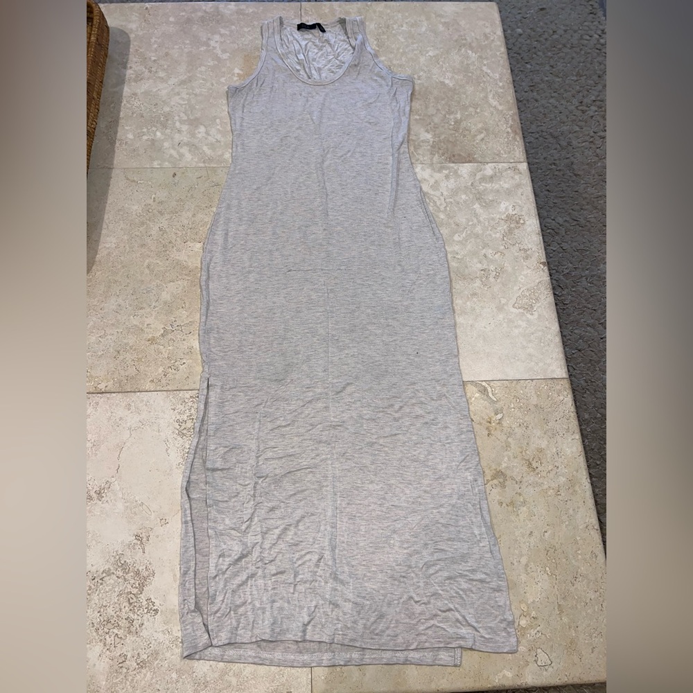 Elegant Gray Maxi Dress Size M